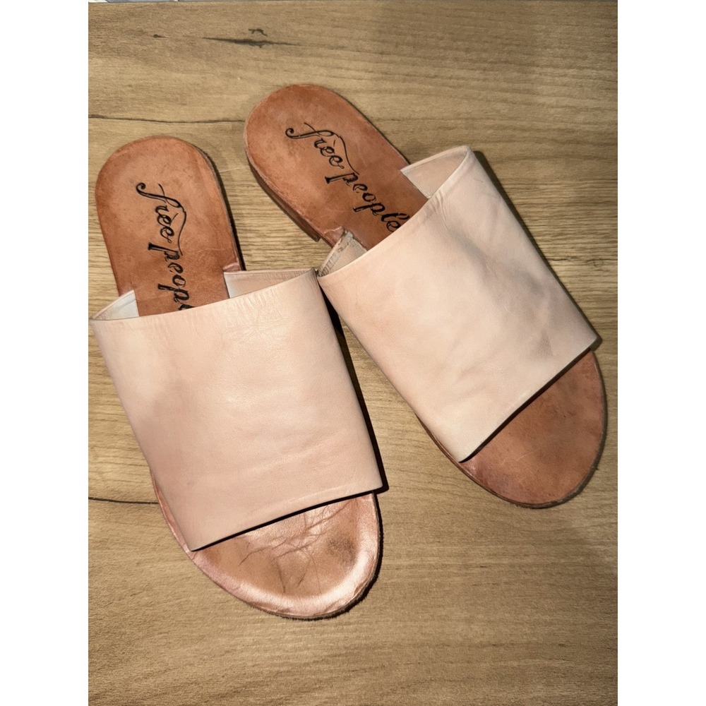 Free People Sandals Womens Size 39 Brown Leather Slide Mules Slip On Shoes C